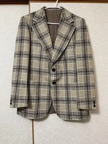 테일러드 자켓 체크 무늬 베이지/그레이