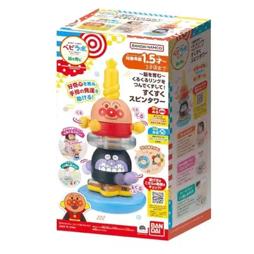 BANDAI 호빵맨 스쿠스쿠 스핀 타워 베이비라보 완구 뇌를 키우는