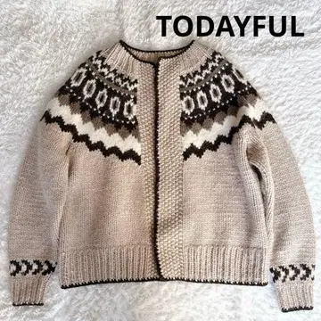 [ 미사용급 ] TODAYFUL 노르딕 가디건 니트 브라운