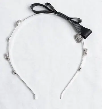 pium 하트 비쥬 리본 머리띠 실버
