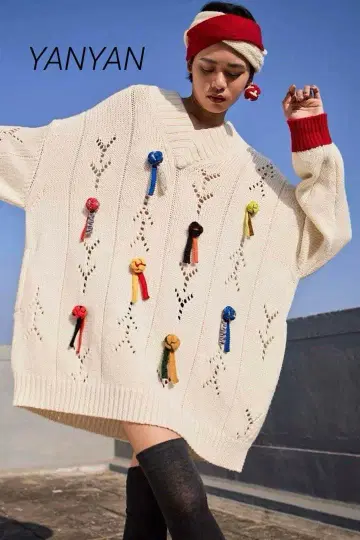 새상품급 [ yanyan ] 야냔 리본 포함 니트 스웨터 론 헤르만