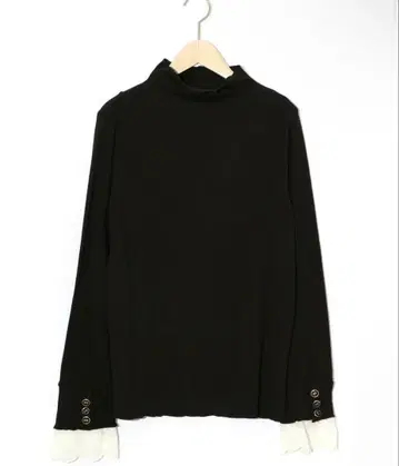 이즈스칼라 기모 골지 x 레이스 소매 니트 롱T