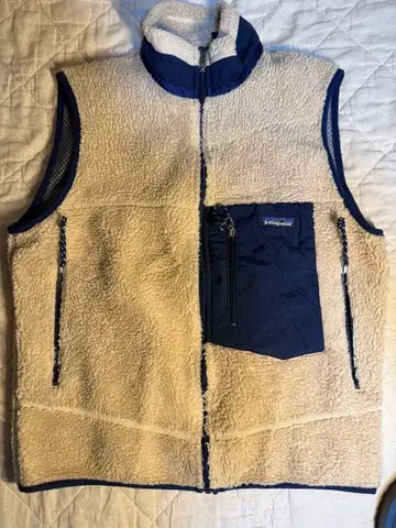 Patagonia 플리스 베스트 베이지/네이비