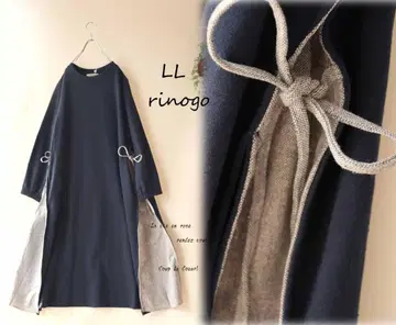 새상품 할인 LL 네이비*가로 리본 속기모 맨투맨 롱 원피스 빅 사이즈