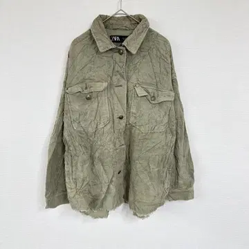 ZARA [ M ] 자라 코튼 자켓 올리브 그린 무지 아우터