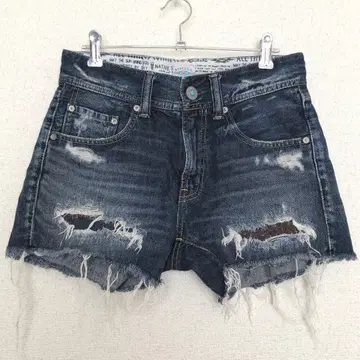 로데오 크라운 | 데미지 데님 숏팬츠 [ XS ] 다크 워시 면