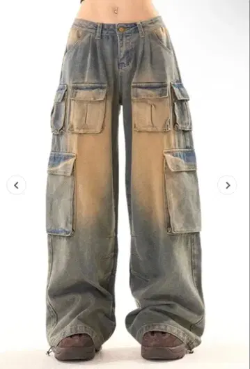 지저인 리트리 디자인 와이드 레그 데님