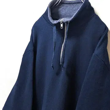 지타노 무지 하프 지퍼 맨투맨 속기모 트레이닝복 네이비 XL 구제 의류