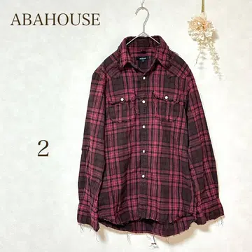 [아바하우스] 셔츠 체크 긴팔 프린지 캐주얼 면100% 레드 블랙