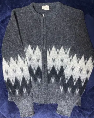 60s BRENT 울 모헤어 지퍼 가디건