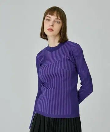 [ UNITED TOKYO ] 스로우 로프 리브 풀오버 퍼플