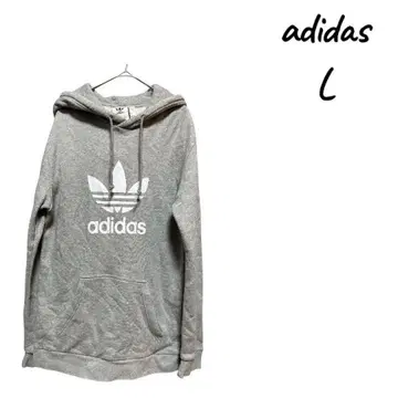 adidas 그레이 후드 부착 후드티 맨투맨 L 사이즈