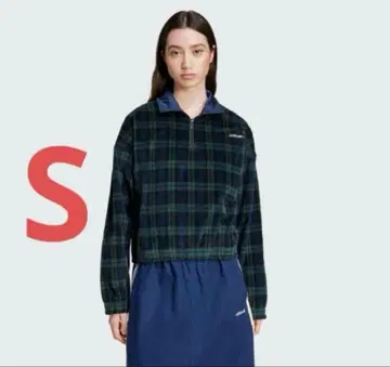 아디다스 코듀로이 타탄 체크 하프 지퍼 탑