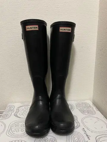 HUNTER 블랙 롱 부츠 버클 포함 24.5cm