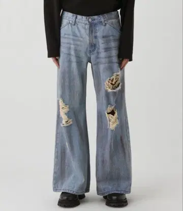 오염 데미지 데님 팬츠 ( HARE )
