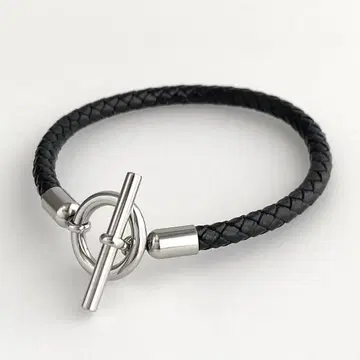 새상품 만텔 블랙 가죽 팔찌 닻 스테인리스 316L