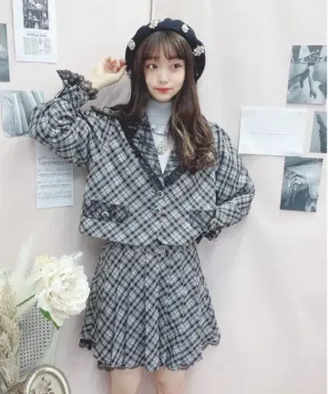 swankiss 로맨 체크 셋업