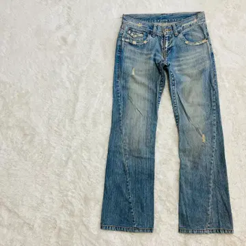 00s y2k 빈티지 가공 부츠컷 데님 청바지 에자키 상사 플레어