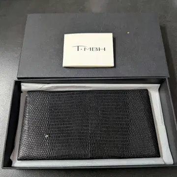 T.MBH 잎 맞춤 지갑 물들인 리자드 올 블랙