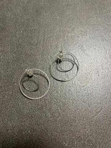 실버 이중 링 귀걸이