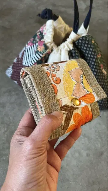 꽃무늬 린넨 지갑 빈티지 천