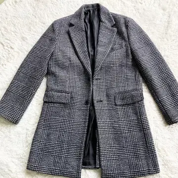 새상품급 LAPEL 하운드투스 자켓 코트 체크 무늬 그레이 x 블랙