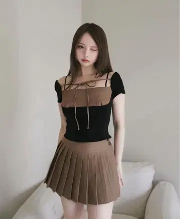 andmary Gisele set up color brown 스커트만