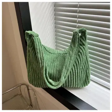 그린 코듀로이 토트백