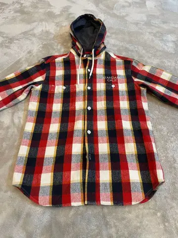 STANDARD CALIF. 후드 부착 체크 셔츠