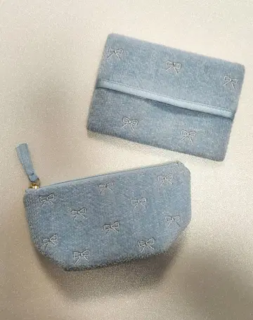 새상품 페이러 프리티 컬러 파우치 티슈 케이스 리본 자수