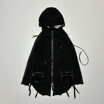 kmrii 케무리 가죽 절개 포켓 후드티