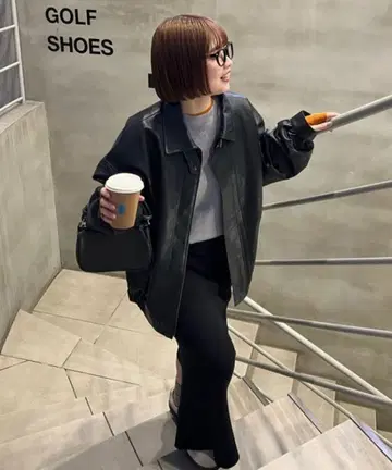 DISCOAT 빈티지 PU 가죽 재킷