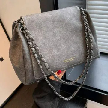 그레이 합성 피혁 숄더백 캐주얼 엘레강트 대용량