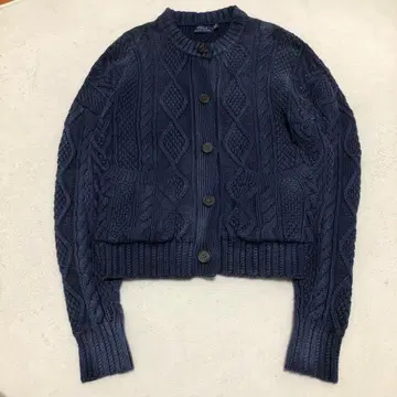 폴로 랄프로렌 현행 케이블 니트 가디건 네이비 굵은 짜임