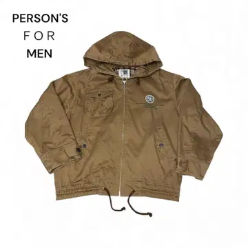 퍼슨즈 후드 부착 드로우 코드 자켓 (L) 카키 계열 안감 체크