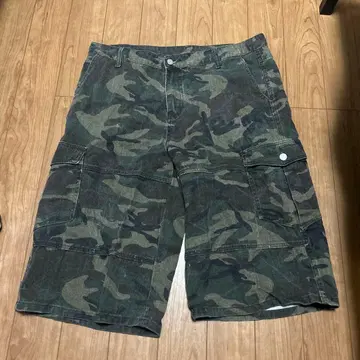 카모플라쥬 카고 데님 숏팬츠