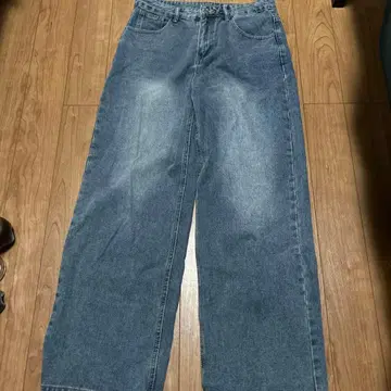 라이트 블루 와이드 레그 데님 팬츠