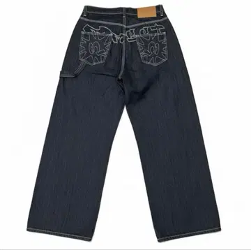 다크 블루 와이드 레그 데님