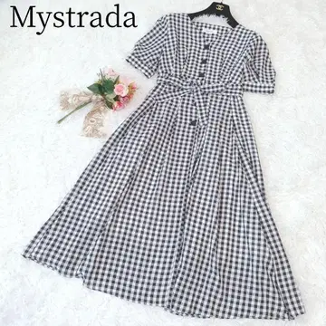 [ 마이 스트라다 ] 롱 원피스 깅엄 체크 턱 컬러 플레어