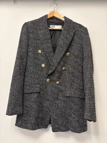 ZARA 자라 하운드투스 체크 패턴 테일러드 트위드 자켓