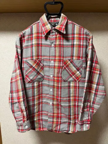 70s USA! JC 페니! 삼각형 블랙 택! 레어 헤비 플란넬 셔츠 M