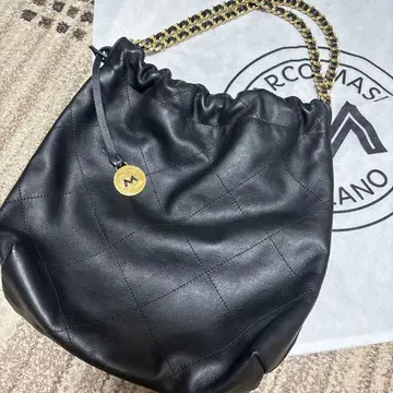 마르코 마시 체인 숄더 블랙 가죽 퀼팅