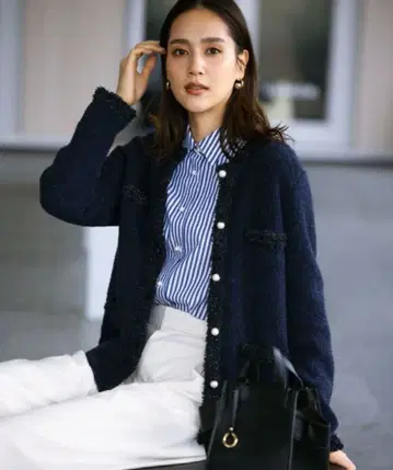 쿠미쿄쿠 트위드 니트 가디건