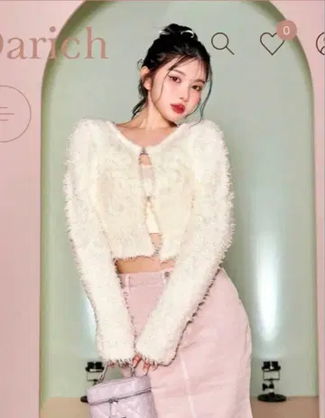 다리치 롱 퍼 니트 앙상블 프리 사이즈 화이트