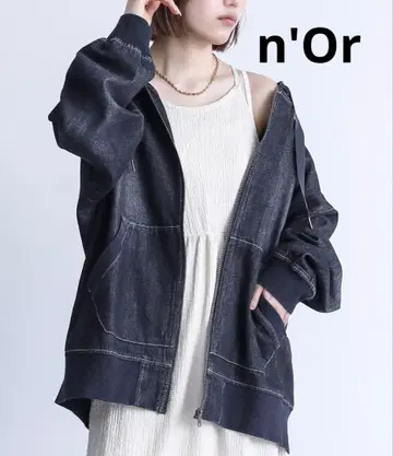 n'Or 데님 후드티 오샤레 워커 남성용 빅 사이즈