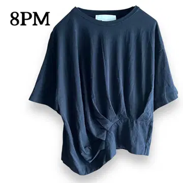 8PM 에이트피엠 디자인 티셔츠 비대칭 블랙 5부 소매