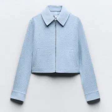 ZARA 트위드 자켓 스카이블루