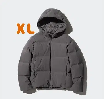 심리스 다운 후드티 그레이 유니클로