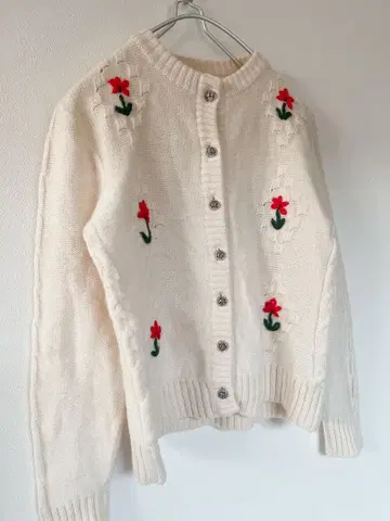 핸드 니트 자수 가디건 구제 의류 빈티지