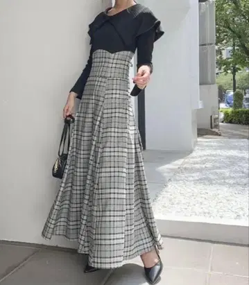 dazzlin 빅 컬러 체크 코르셋 원피스 M